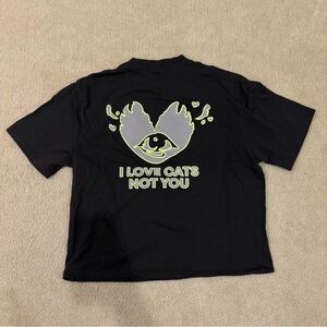 I love Cats Not You Black Cat-Themed T-Shirt in Navy Blue